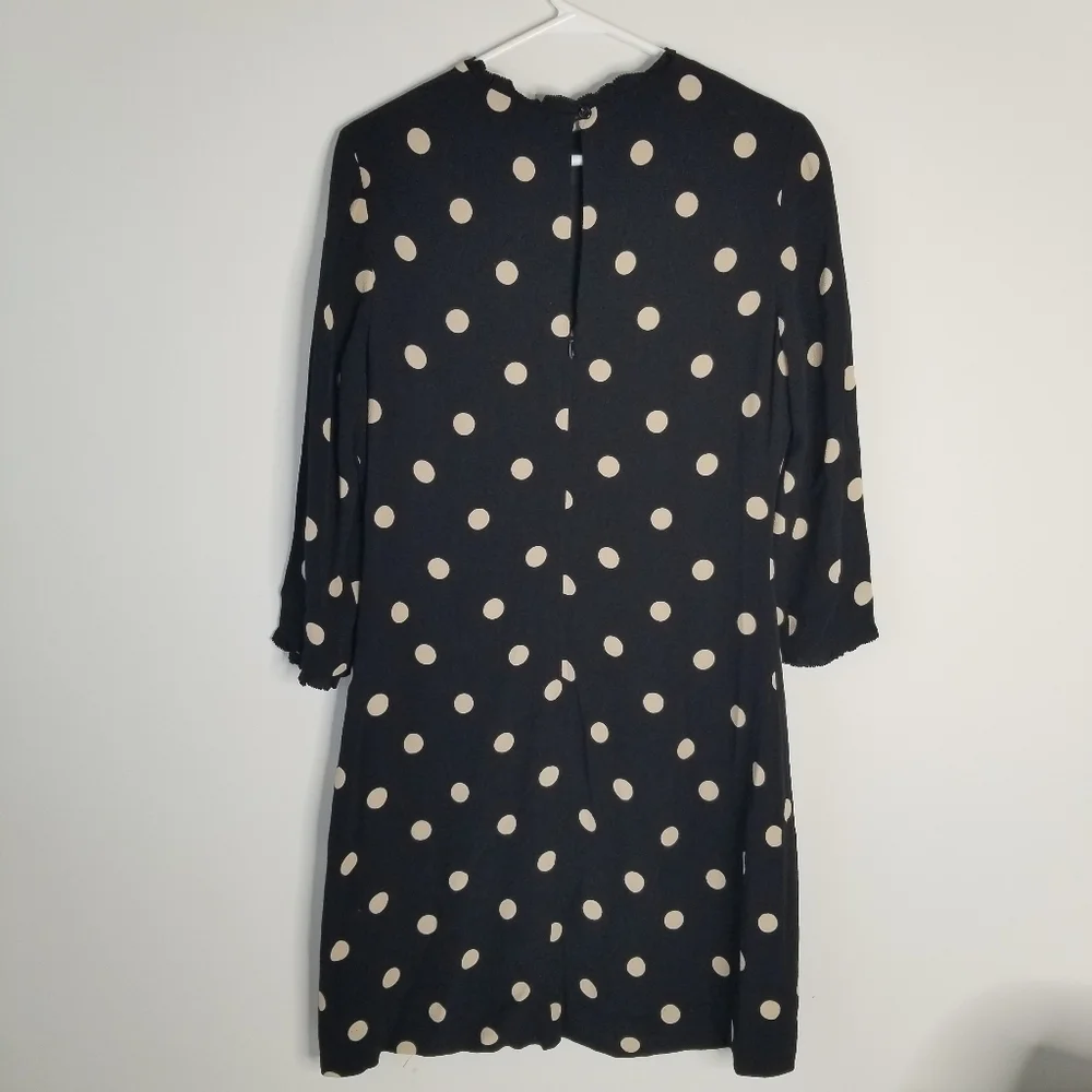 Kate Spade Polka Dot 3/4 Length Sleeve Crepe Mini Dress Ruffles Size 6